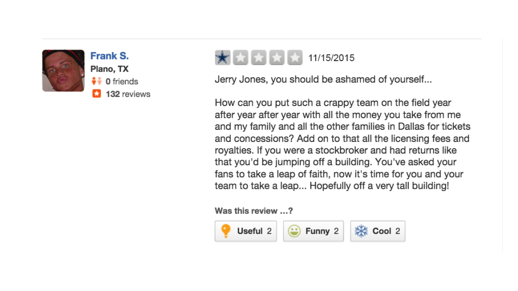 Shame on you, Jerry Jones!